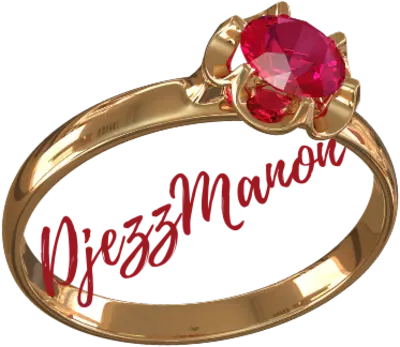 Logo DjezzManon: gouden ring met roze steen